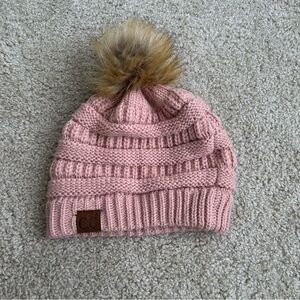 CC Brand Pink Knit Pom-Pom Beanie
